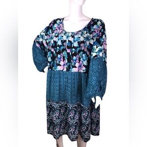 Soft Surroundings 2X Dress Romantic Mixed Print Gypsy Floral